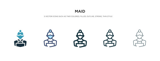 maid icon in different style vector illustration. two colored and black maid vector icons designed in filled, outline, line and stroke style can be used for web, mobile, ui