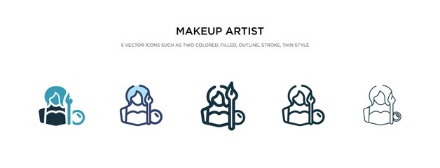 makeup artist icon in different style vector illustration. two colored and black makeup artist vector icons designed in filled, outline, line and stroke style can be used for web, mobile, ui
