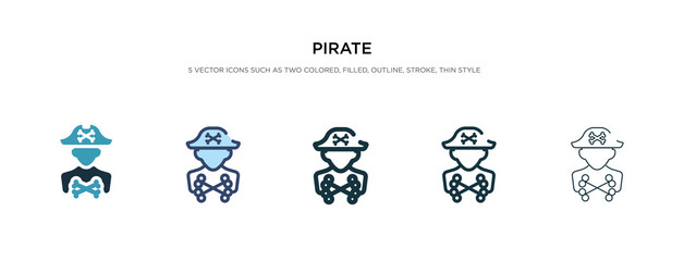 pirate icon in different style vector illustration. two colored and black pirate vector icons designed in filled, outline, line and stroke style can be used for web, mobile, ui