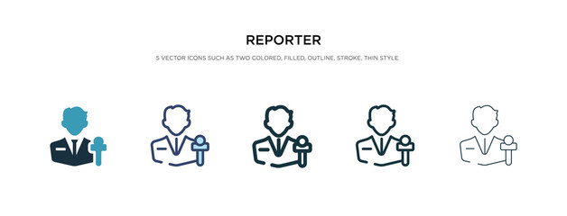 reporter icon in different style vector illustration. two colored and black reporter vector icons designed in filled, outline, line and stroke style can be used for web, mobile, ui