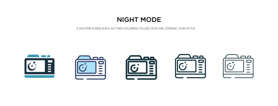 night mode icon in different style vector illustration. two colored and black night mode vector icons designed in filled, outline, line and stroke style can be used for web, mobile, ui