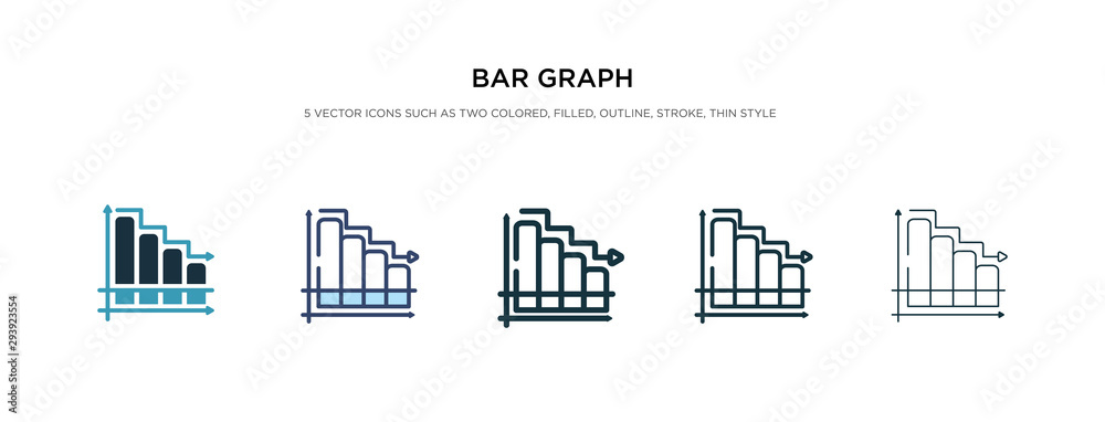 Poster bar graph icon in different style vector illustration. two colored and black bar graph vector icons 