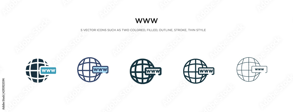Sticker www icon in different style vector illustration. two colored and black www vector icons designed in 