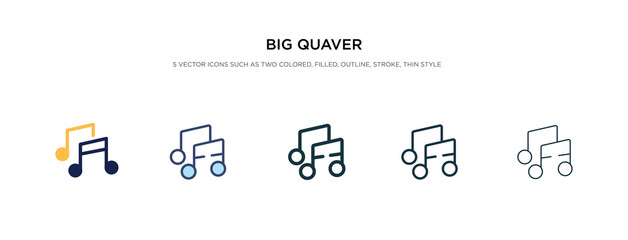 Fototapeta na wymiar big quaver icon in different style vector illustration. two colored and black big quaver vector icons designed in filled, outline, line and stroke style can be used for web, mobile, ui