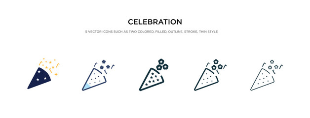 celebration icon in different style vector illustration. two colored and black celebration vector icons designed in filled, outline, line and stroke style can be used for web, mobile, ui