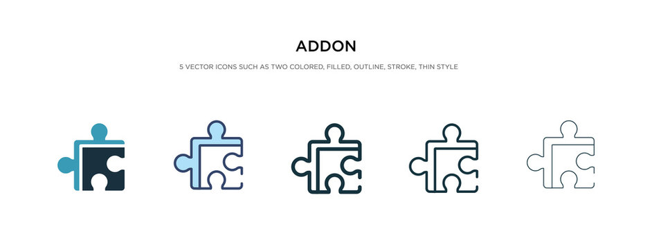 addon icon in different style vector illustration. two colored and black addon vector icons designed in filled, outline, line and stroke style can be used for web, mobile, ui