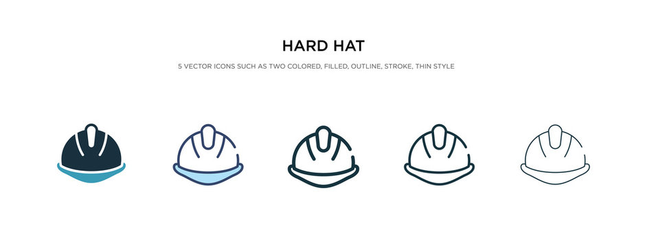 hard hat icon in different style vector illustration. two colored and black hard hat vector icons designed in filled, outline, line and stroke style can be used for web, mobile, ui