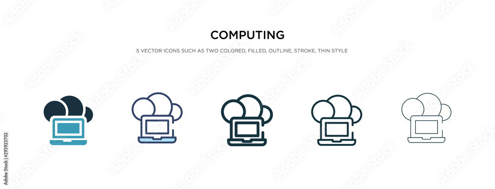 Poster computing icon in different style vector illustration. two colored and black computing vector icons 
