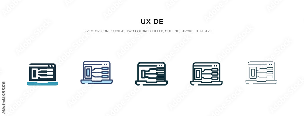 Wall mural ux de icon in different style vector illustration. two colored and black ux de vector icons designed
