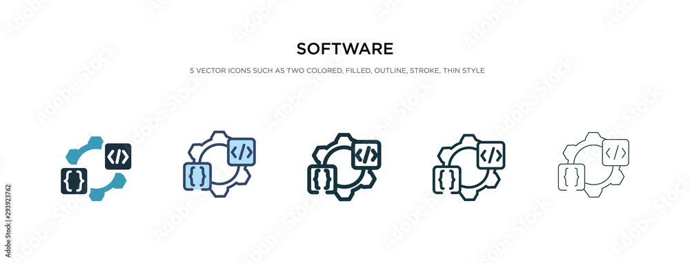Wall mural software icon in different style vector illustration. two colored and black software vector icons de