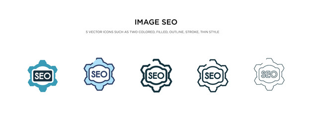 image seo icon in different style vector illustration. two colored and black image seo vector icons designed in filled, outline, line and stroke style can be used for web, mobile, ui