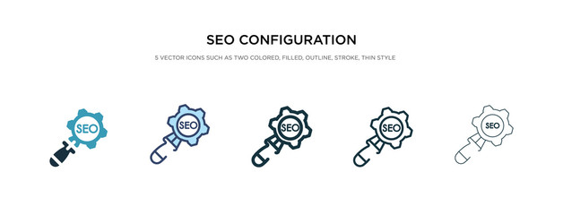 seo configuration icon in different style vector illustration. two colored and black seo configuration vector icons designed in filled, outline, line and stroke style can be used for web, mobile, ui