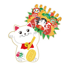 招き猫　まねき猫　小判　縁起物　熊手　くまで　開運　招福　大入