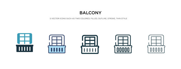 balcony icon in different style vector illustration. two colored and black balcony vector icons designed in filled, outline, line and stroke style can be used for web, mobile, ui
