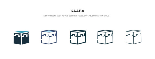 Obraz premium kaaba icon in different style vector illustration. two colored and black kaaba vector icons designed in filled, outline, line and stroke style can be used for web, mobile, ui