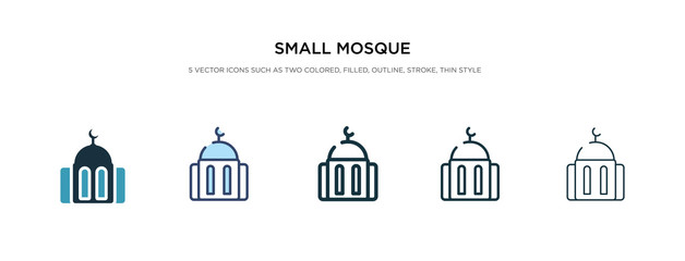 small mosque icon in different style vector illustration. two colored and black small mosque vector icons designed in filled, outline, line and stroke style can be used for web, mobile, ui