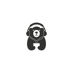 panda logo headset. logos for technology companies. panda face formed from the silhouette of the headset © Solonia