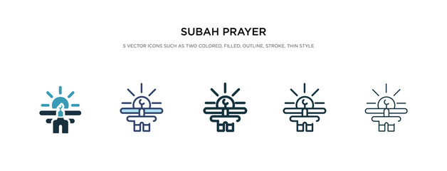 subah prayer icon in different style vector illustration. two colored and black subah prayer vector icons designed in filled, outline, line and stroke style can be used for web, mobile, ui