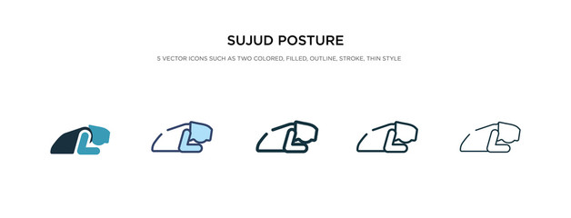 sujud posture icon in different style vector illustration. two colored and black sujud posture vector icons designed in filled, outline, line and stroke style can be used for web, mobile, ui