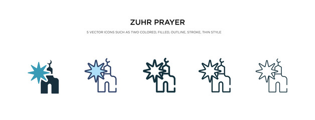 zuhr prayer icon in different style vector illustration. two colored and black zuhr prayer vector icons designed in filled, outline, line and stroke style can be used for web, mobile, ui