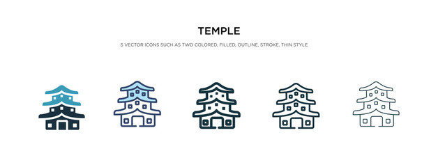 temple icon in different style vector illustration. two colored and black temple vector icons designed in filled, outline, line and stroke style can be used for web, mobile, ui