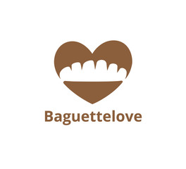 baguette bread inside heart shape for bakery business vector logo graphic design