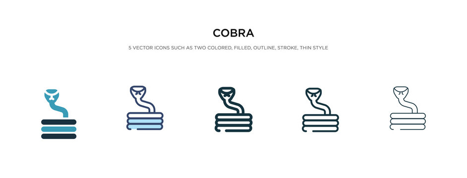 Cobra Icon In Different Style Vector Illustration. Two Colored And Black Cobra Vector Icons Designed In Filled, Outline, Line And Stroke Style Can Be Used For Web, Mobile, Ui