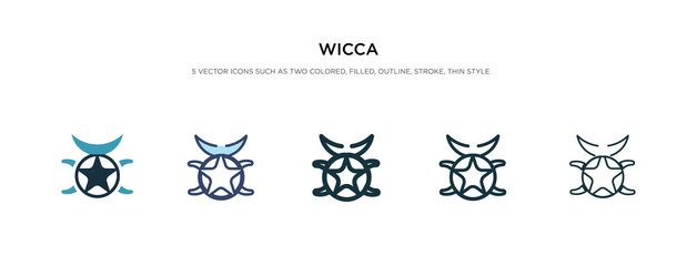 Fototapeta premium wicca icon in different style vector illustration. two colored and black wicca vector icons designed in filled, outline, line and stroke style can be used for web, mobile, ui