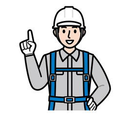 安全帯を装着した男性  鳶職 作業員 ヘルメット 高所作業 安全帯 ベルト フルハーネス