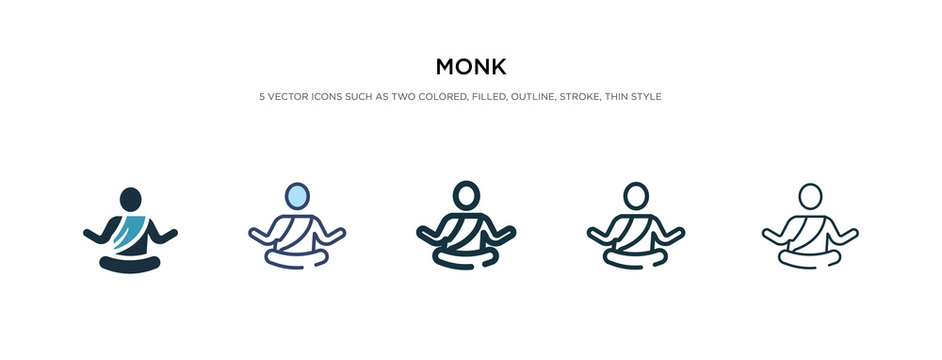monk icon in different style vector illustration. two colored and black monk vector icons designed in filled, outline, line and stroke style can be used for web, mobile, ui