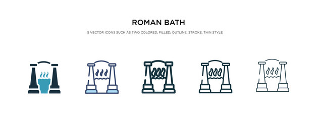roman bath icon in different style vector illustration. two colored and black roman bath vector icons designed in filled, outline, line and stroke style can be used for web, mobile, ui