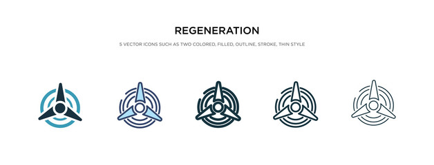 regeneration icon in different style vector illustration. two colored and black regeneration vector icons designed in filled, outline, line and stroke style can be used for web, mobile, ui