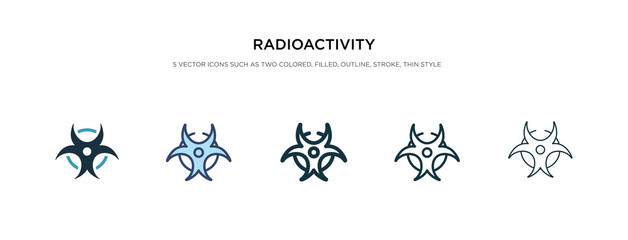 radioactivity icon in different style vector illustration. two colored and black radioactivity vector icons designed in filled, outline, line and stroke style can be used for web, mobile, ui
