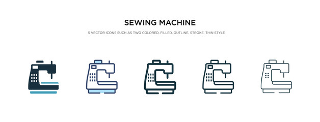 sewing machine icon in different style vector illustration. two colored and black sewing machine vector icons designed in filled, outline, line and stroke style can be used for web, mobile, ui
