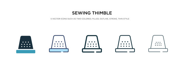 sewing thimble icon in different style vector illustration. two colored and black sewing thimble vector icons designed in filled, outline, line and stroke style can be used for web, mobile, ui - obrazy, fototapety, plakaty
