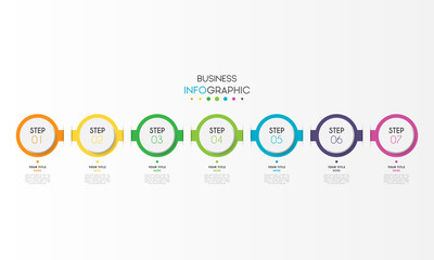Business infographic element with 7 options, steps, number vector template design