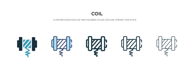 coil icon in different style vector illustration. two colored and black coil vector icons designed in filled, outline, line and stroke style can be used for web, mobile, ui
