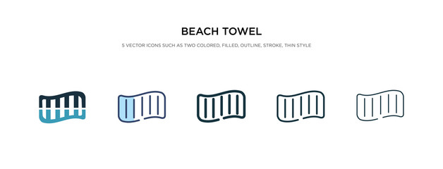 beach towel icon in different style vector illustration. two colored and black beach towel vector icons designed in filled, outline, line and stroke style can be used for web, mobile, ui