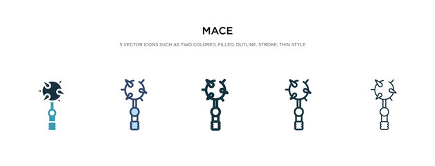mace icon in different style vector illustration. two colored and black mace vector icons designed in filled, outline, line and stroke style can be used for web, mobile, ui