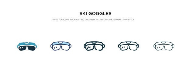 ski goggles icon in different style vector illustration. two colored and black ski goggles vector icons designed in filled, outline, line and stroke style can be used for web, mobile, ui