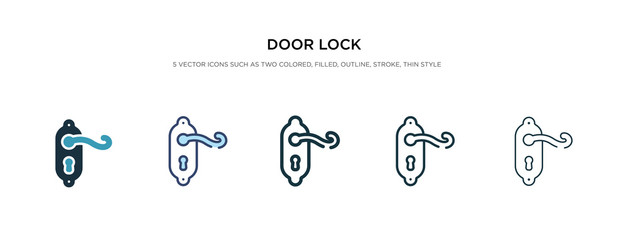 door lock icon in different style vector illustration. two colored and black door lock vector icons designed in filled, outline, line and stroke style can be used for web, mobile, ui