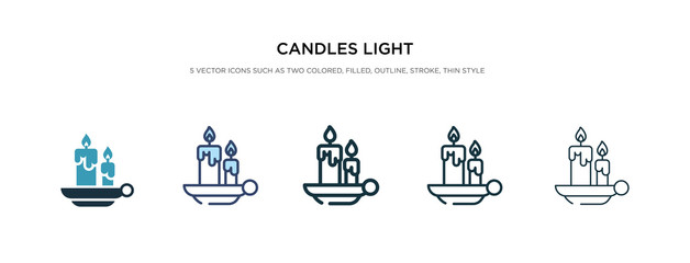 Fototapeta na wymiar candles light icon in different style vector illustration. two colored and black candles light vector icons designed in filled, outline, line and stroke style can be used for web, mobile, ui