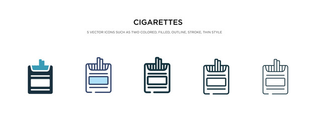 cigarettes icon in different style vector illustration. two colored and black cigarettes vector icons designed in filled, outline, line and stroke style can be used for web, mobile, ui