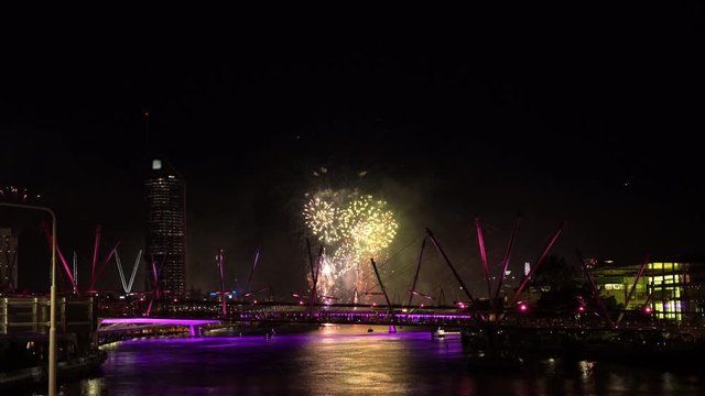 Fireworks over the Brisbane River, Brisbane, Queensland, Australia