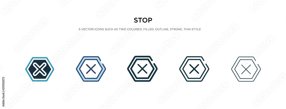 Wall mural stop icon in different style vector illustration. two colored and black stop vector icons designed i