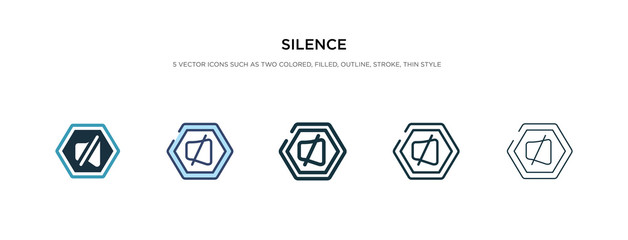 silence icon in different style vector illustration. two colored and black silence vector icons designed in filled, outline, line and stroke style can be used for web, mobile, ui