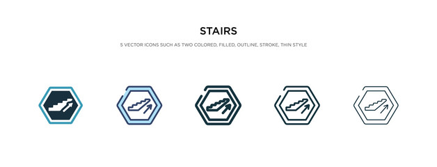 stairs icon in different style vector illustration. two colored and black stairs vector icons designed in filled, outline, line and stroke style can be used for web, mobile, ui