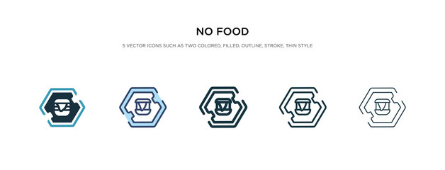 no food icon in different style vector illustration. two colored and black no food vector icons designed in filled, outline, line and stroke style can be used for web, mobile, ui