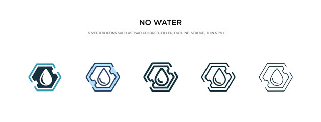 no water icon in different style vector illustration. two colored and black no water vector icons designed in filled, outline, line and stroke style can be used for web, mobile, ui