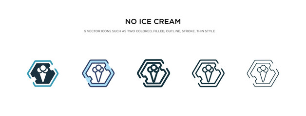 no ice cream icon in different style vector illustration. two colored and black no ice cream vector icons designed in filled, outline, line and stroke style can be used for web, mobile, ui